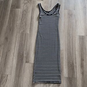 Striped midi body con dress